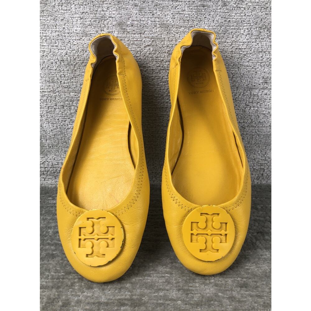 Yellow Tory Burch Minnie Travel Flat Shoes Women's Size 6.5M